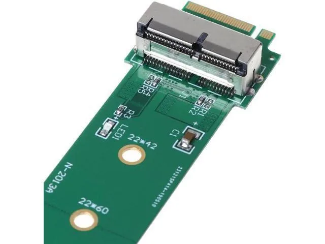Small green circuit board with 12-pin and 16-pin connectors and an M.2 Key M slot