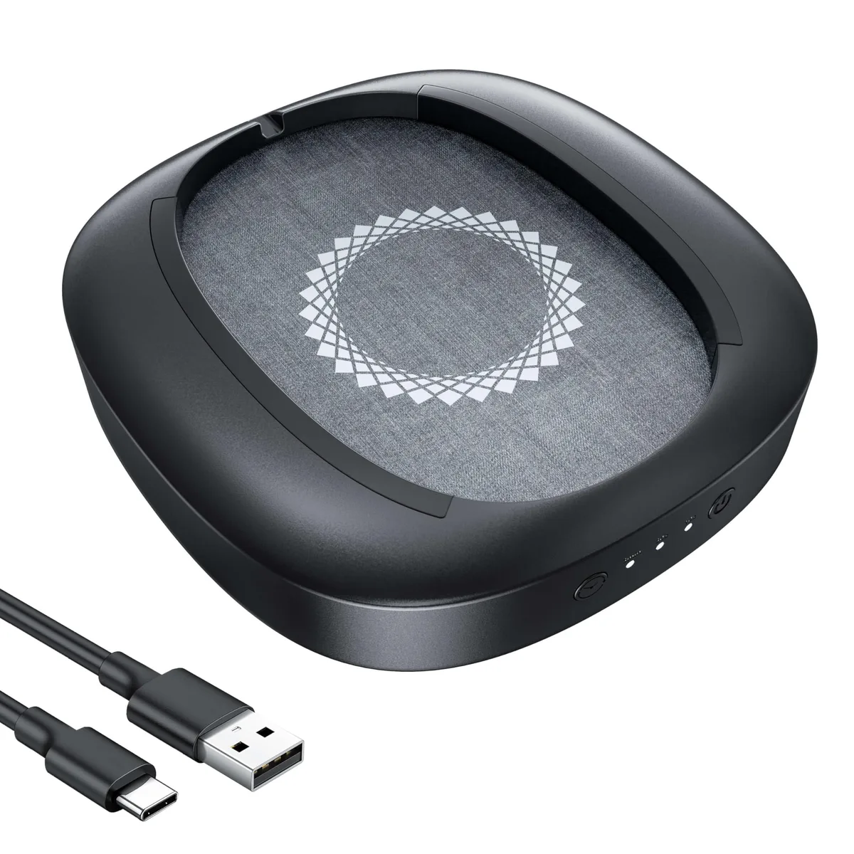 Black plastic mouse jiggler with silicone base and adjustable timer dial