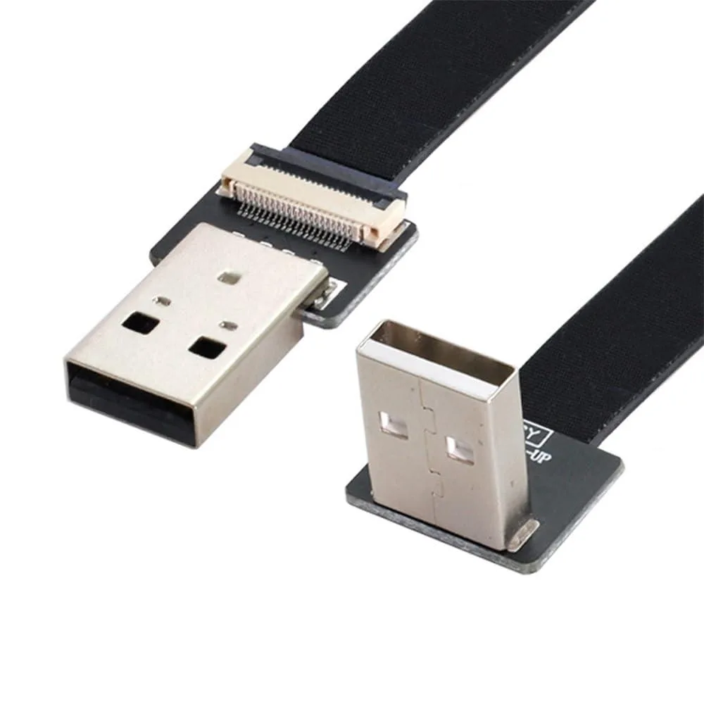 Vszerda Vszerda USB 2.0 Type-A Male to Male 90° Up Angled Flat FPC Cable 50cm — product photo