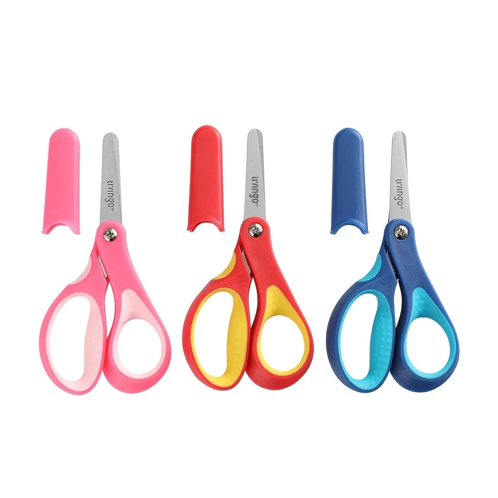  LIVINGO CD3 5" Blunt Safety Scissors Stainless Steel Comfort Grip Ages 4+ 3 Pack — product photo