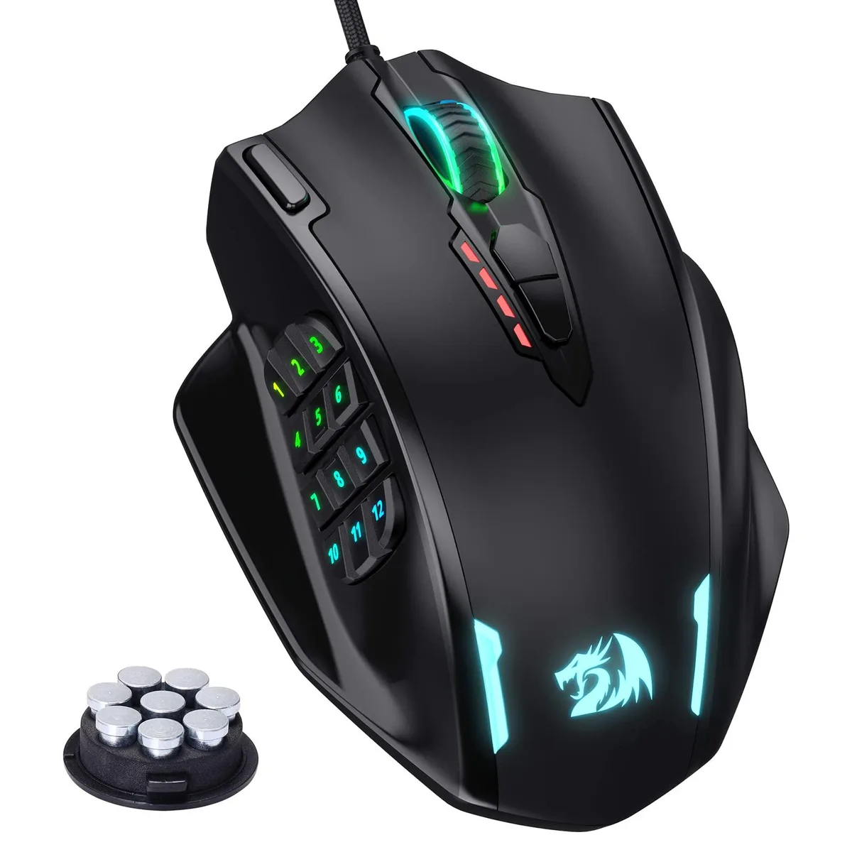  Impact M908 Gaming Mouse 12 Side Buttons 12400 DPI 18 Programmable Buttons 175g Black — product photo