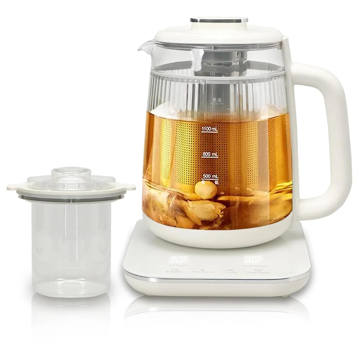  HaiiuzHi 1.5 L Double-Layer Glass Thermo Pot with Stew Pot, 700 W, White — product photo