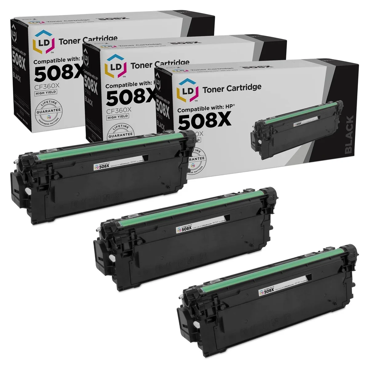 LD Products LD Products 508X CF360X Black High Yield Toner Cartridge 3-Pack — product photo