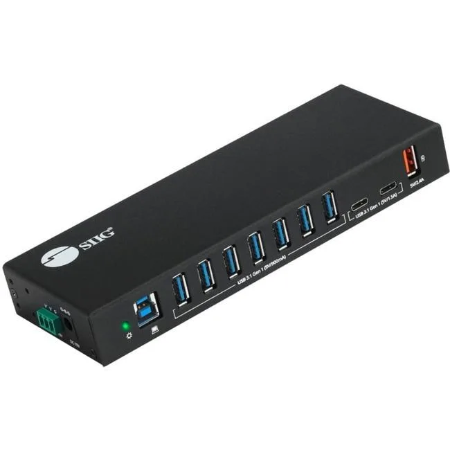 SIIG, Inc SIIG, Inc ID-US0811-S1 10-port USB 3.1 Gen 1 hub dual USB-C 65W charging computer accessory — product photo