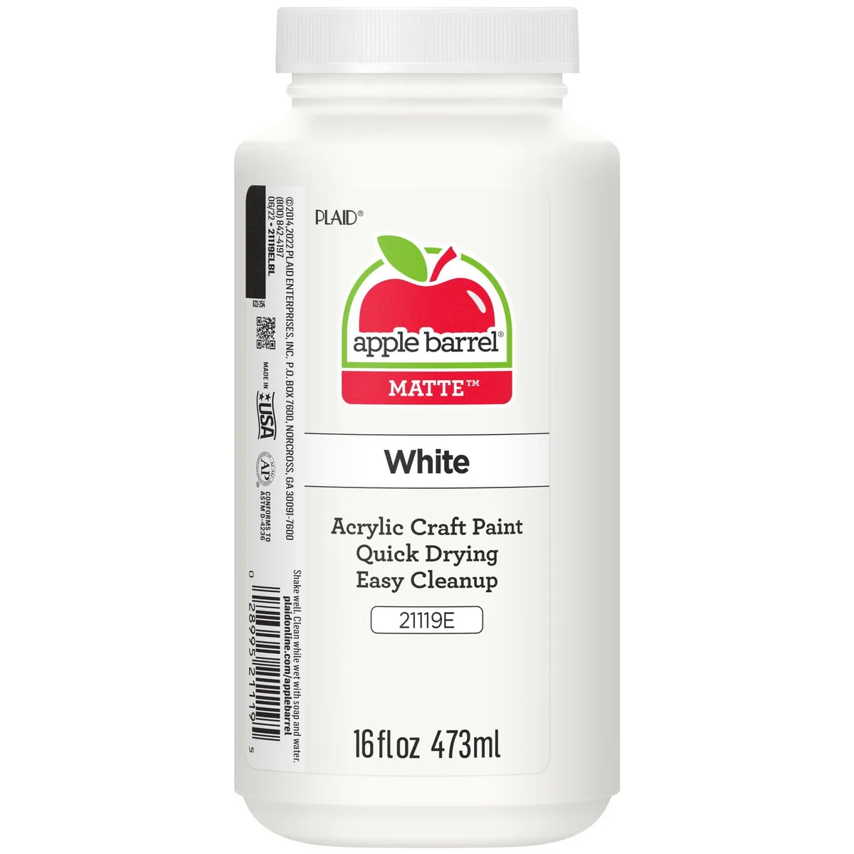 Apple Barrel Apple Barrel Acrylic Craft Paint White Matte 16 fl oz — product photo