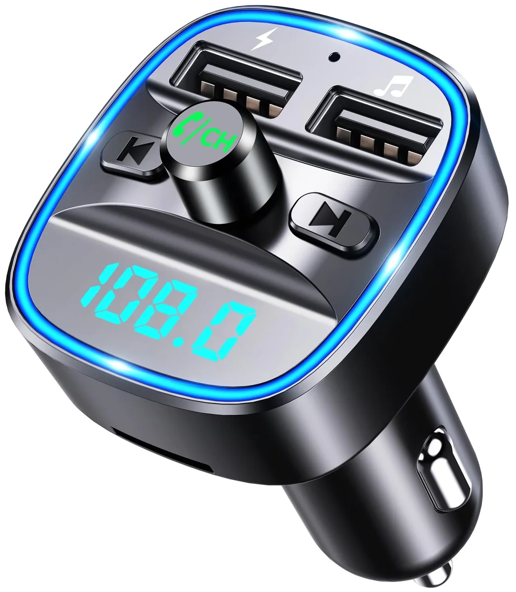  Audiovox T25 car hd radio 12-24V dual USB 5V 2.4A 1A — product photo