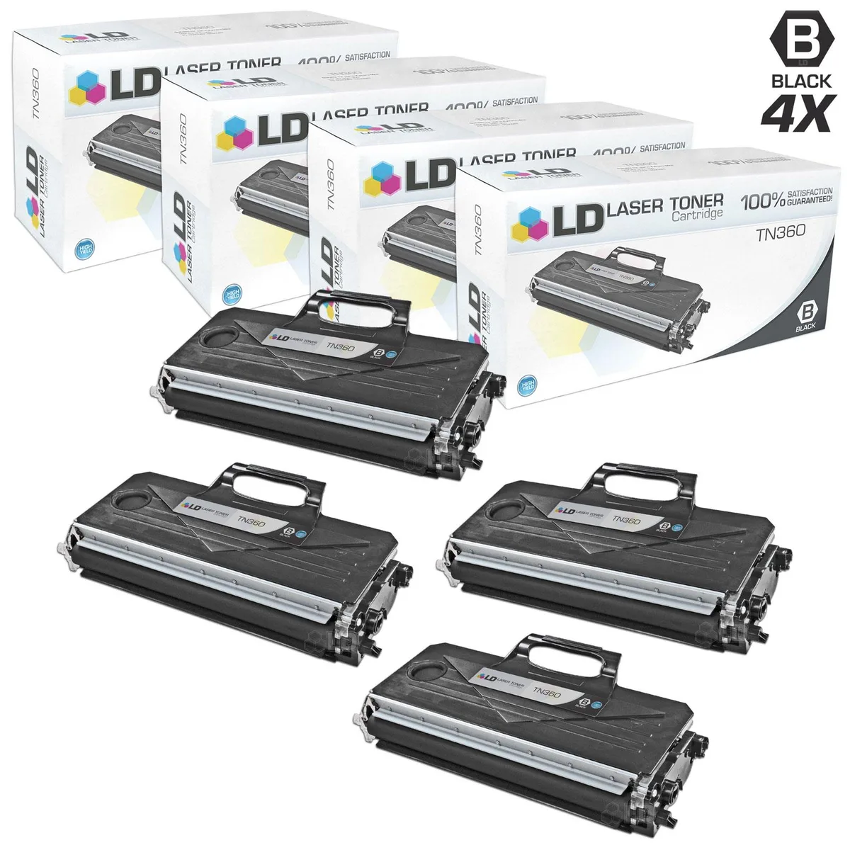 LD Products LD Products Compatible Brother TN360 TN330 Set of 4 High Yield Black Toner Cartridges — product photo