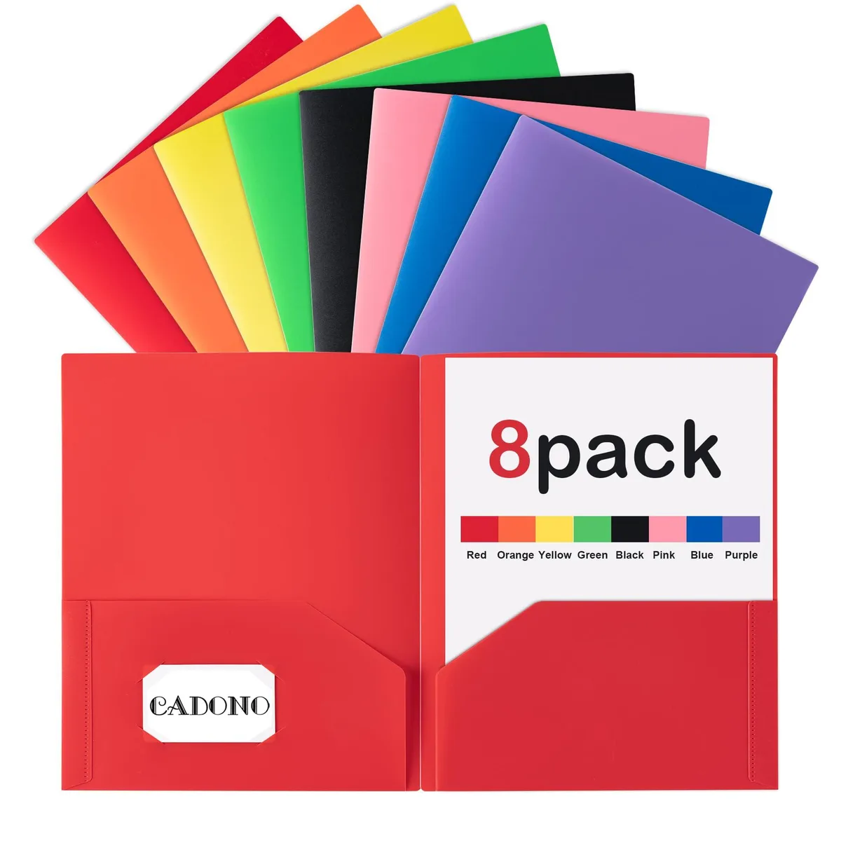  Canon KOUDAI-ALL 2-Pocket File Folders 8 Pack Assorted Colors 9.4" x 11.5 — product photo