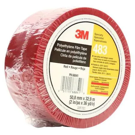 3M 3M 483 Film Tape Polyethylene Red 2 in x 36 yd mailing supply — product photo