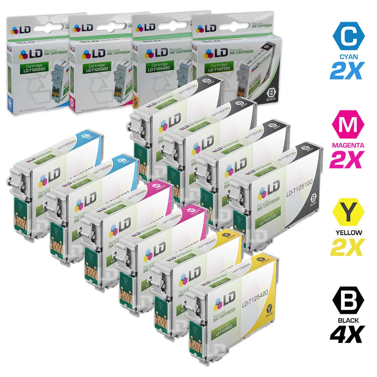 LD Products LD Products Epson T125 10-Pack Ink Cartridges 4BK 2CMY — product photo
