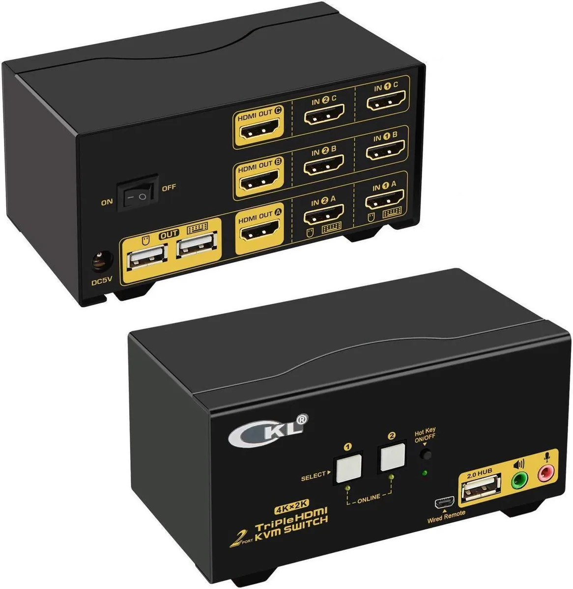 Vszerda Vszerda Triple Monitor HDMI KVM Switch 2 Port 4K@30Hz — product photo