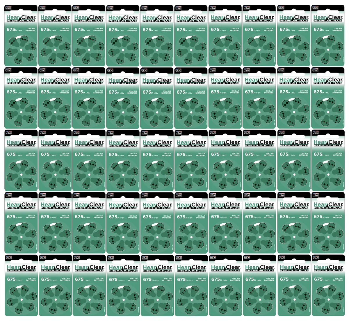 HearClear Battery HearClear Battery Size 675P PR44SP Cochlear Implant Hearing Aid Batteries 300 Cells — product photo