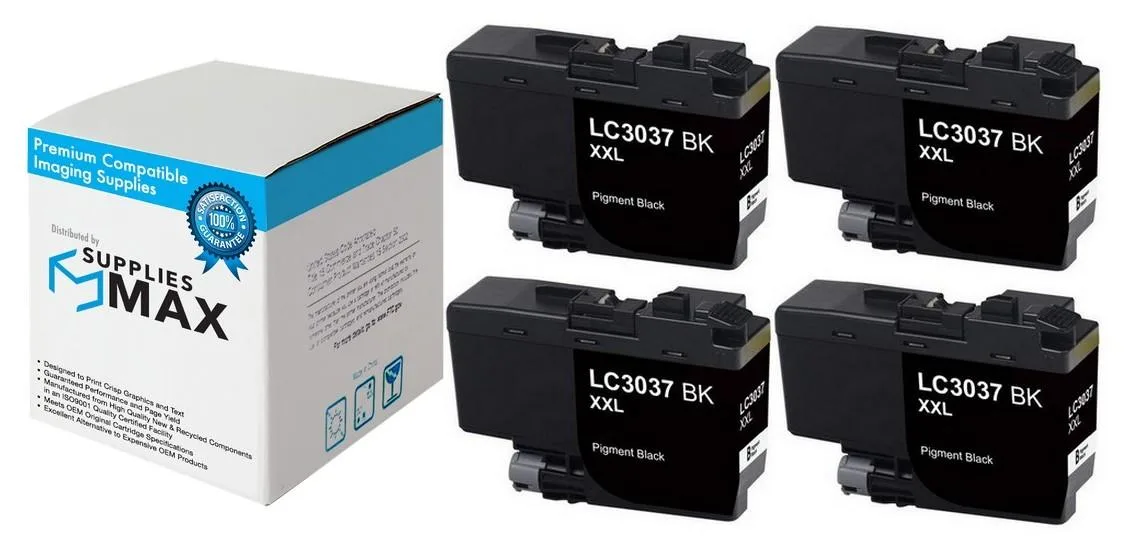 SuppliesMax SuppliesMax LC-3037BK 4-pack Black Inkjet Cartridge 3000 Pages — product photo