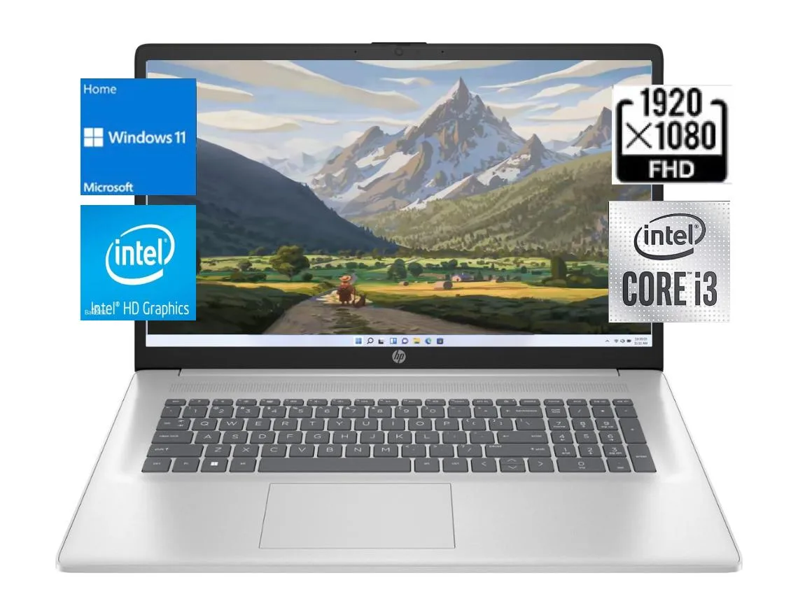 HP HP 17-cn2083dx laptop Intel Core i3-1215U 16GB 1TB SSD 17.3" FHD Windows 11 Home Natural Silver — product photo
