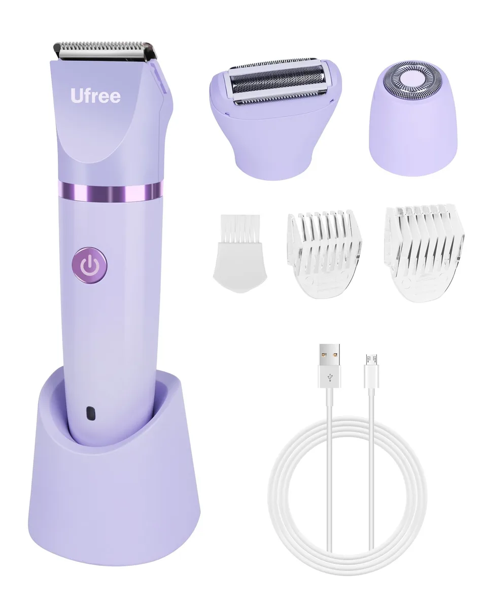 Purple Ufree 1816 bikini trimmer with foil head and accessories