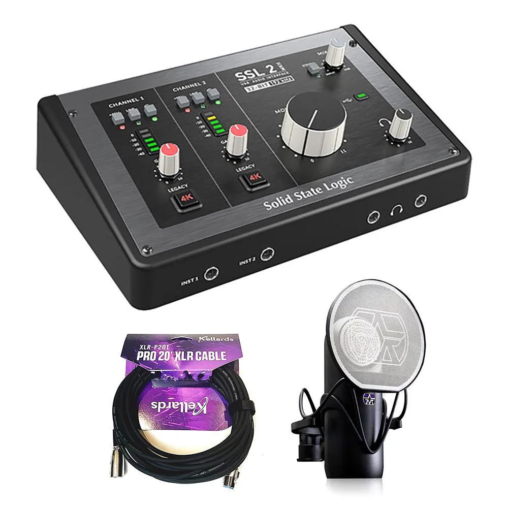 Solid State Logic Solid State Logic SSL 2 MKII audio mixer bundle with Aston Element microphone and 20 ft XLR cable — product photo