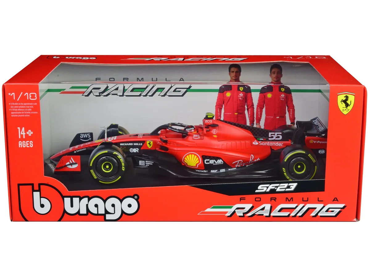 BBURAGO BBURAGO Ferrari SF-23 #55 Carlos Sainz 2023 1/18 hobby collectible — product photo
