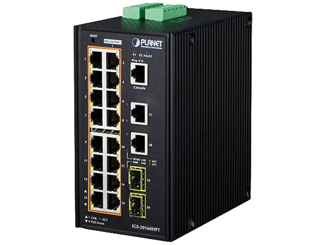 PLANET PLANET IGS-20160HPT 16-port PoE+ 2-port SFP managed network switch — product photo
