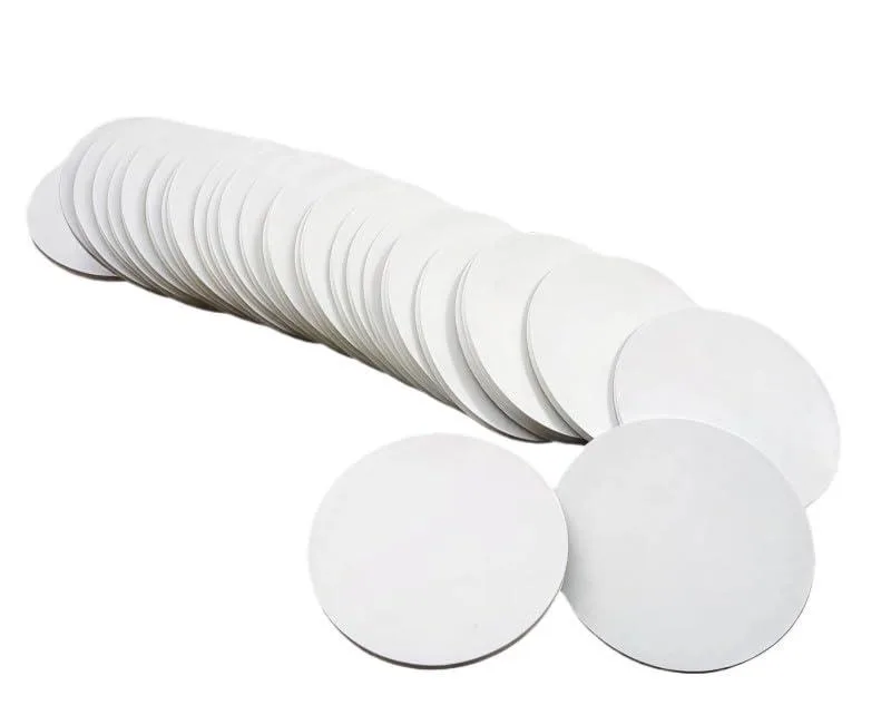 White NFC coins, 30 mm round, smooth PVC finish