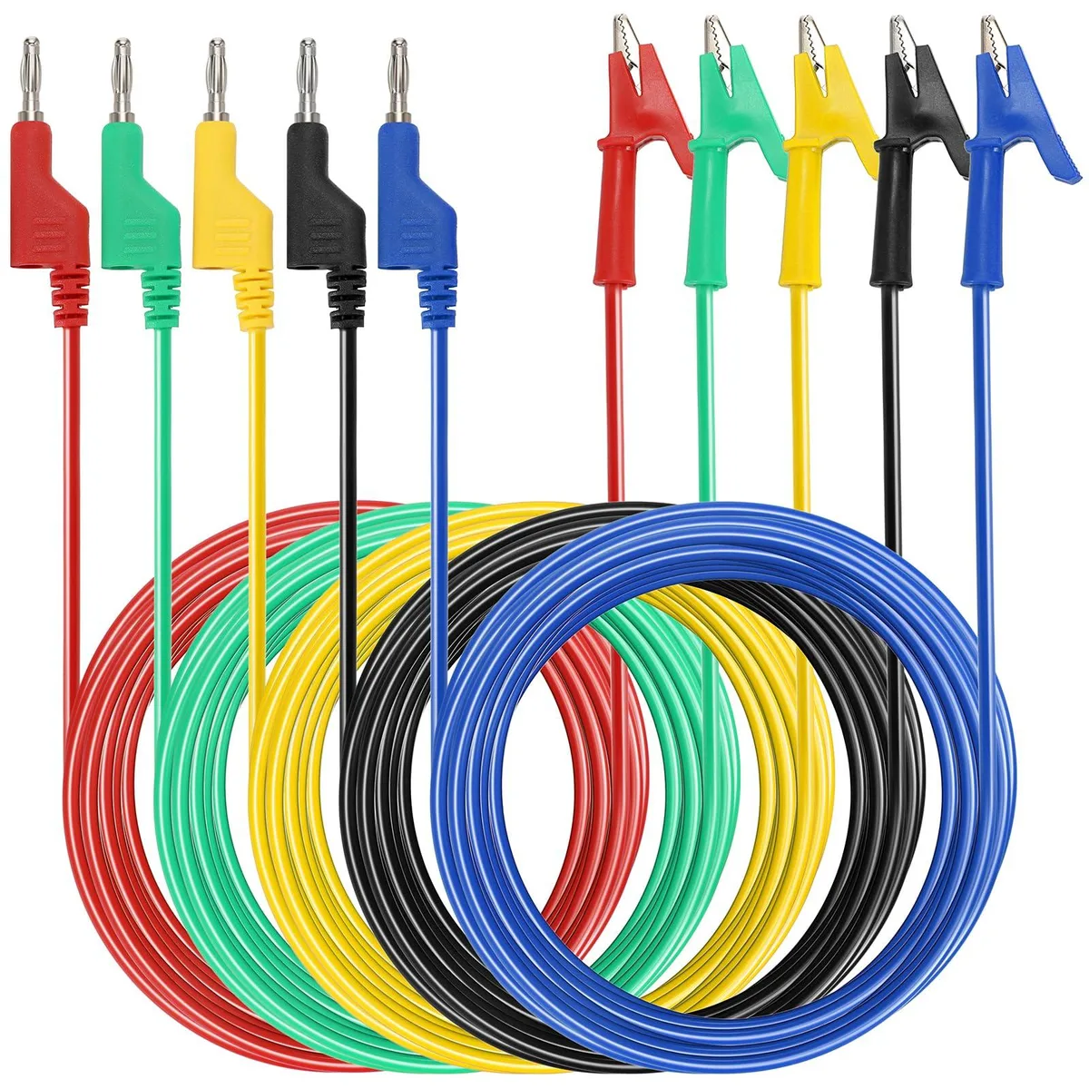 KEHIPI KEHIPI UR-US-R4RLKN electrician tool 5pc 4mm banana to alligator clips 1000V 15A 9.8ft — product photo