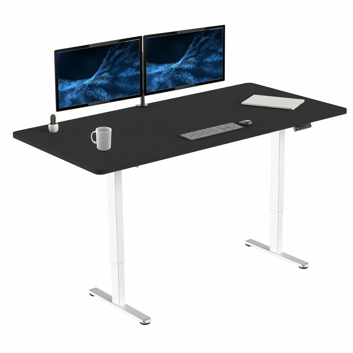 VIVO VIVO Electric Dual Motor Standing Desk 71 x 36 Black Top White Frame 220 lbs — product photo
