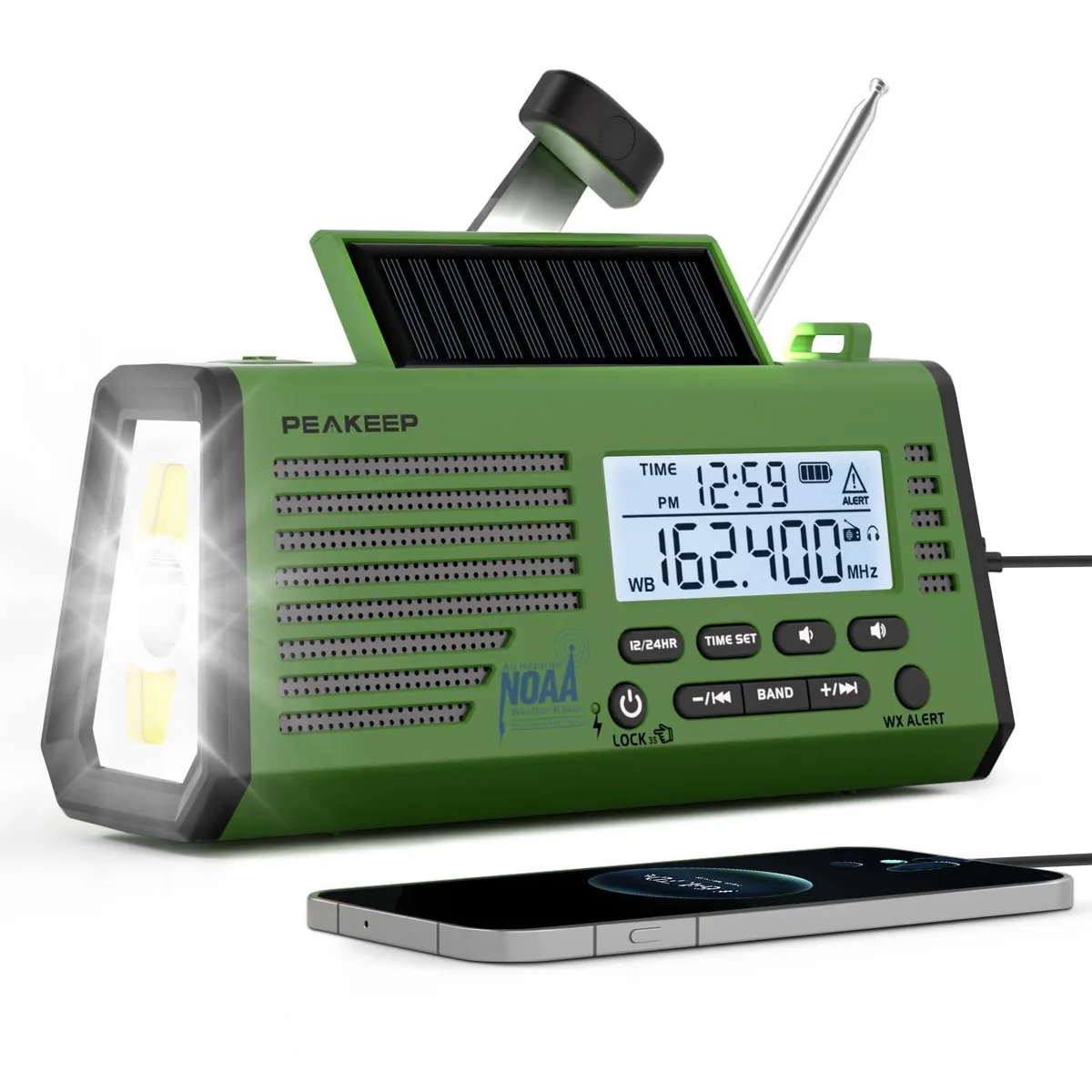  Peakeep MHP3030 Emergency NOAA Weather Radio 18500mWh Hand Crank Solar Powered — product photo