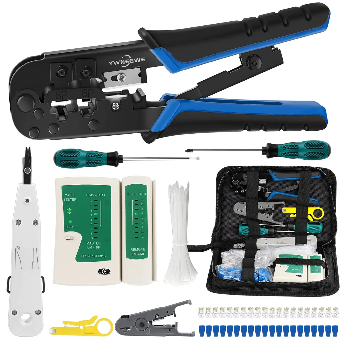Zebra JN-11 11-in-1 Network Tool Kit with 20 RJ45 Connectors — product photo