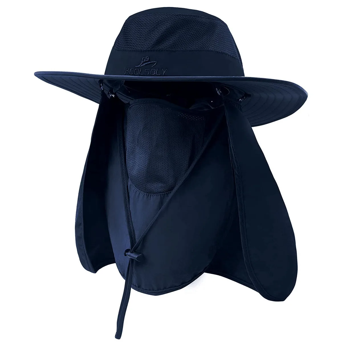 KOOLSOLY Fishing Hat Dark Blue UPF 50+ Neck Flap Black — product photo