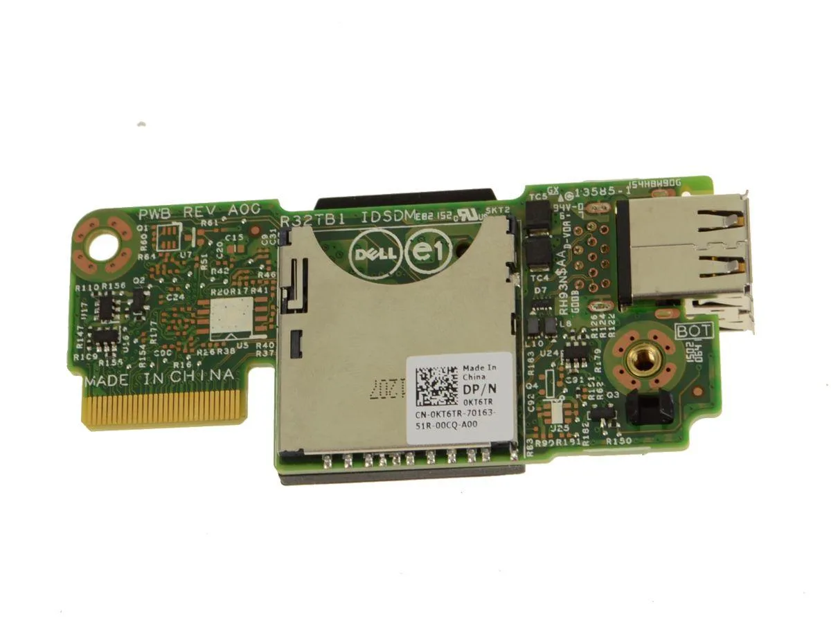 Dell KT6TR iDRAC VFlash SD card module 430, bare circuit board with gold contacts
