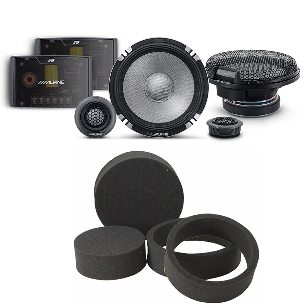 Alpine Alpine R2-S652 6.5" Pro 2-Way Component Speaker Set with RKFR6 Fast Rings — product photo