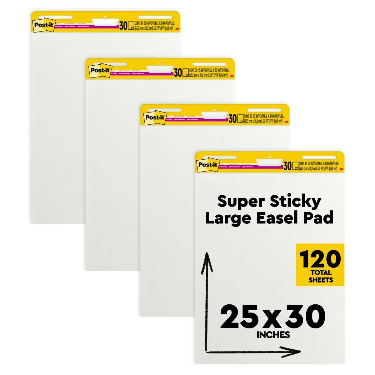  Post-it 559 Super Sticky Easel Pad 25x30 in White 30 Sheets 4 Pads — product photo