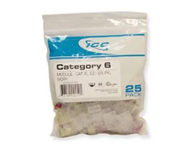 ICC ICC IC107L6CWH Cat6 EZ-RJ45 Connector 8P8C White 25PK — product photo