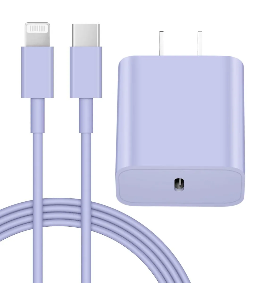 No Sew No Sew 20W PD USB-C wall charger with 6ft cable Purple — product photo