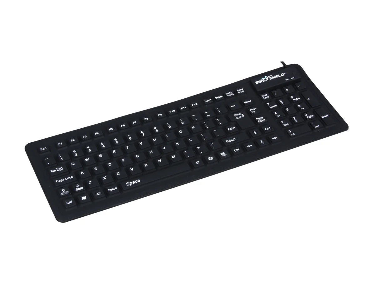 Seal Shield Seal Shield SSF106 Black Wired Silicone Keyboard — product photo