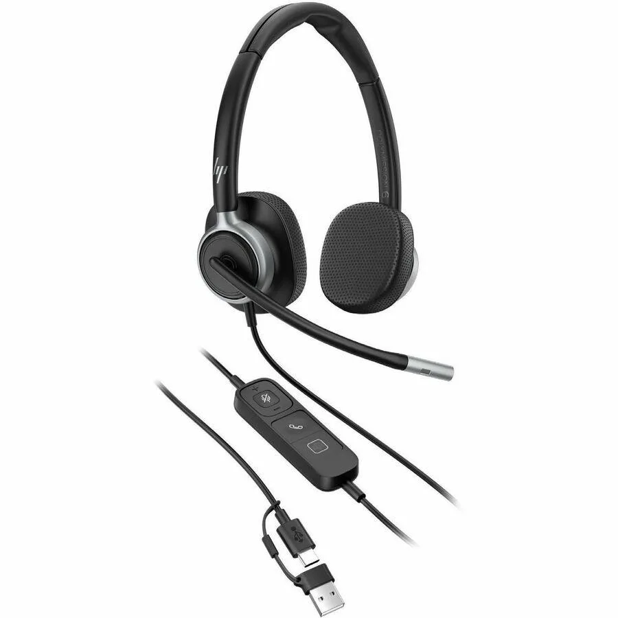 Poly Mission 625 binaural wired USB headset with carrying case