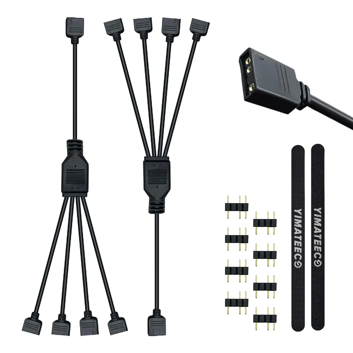 Cable Matters ARGB Splitter Cable 1-to-4 5V 3-Pin Female to Female 30cm 2-Pack Black — product photo