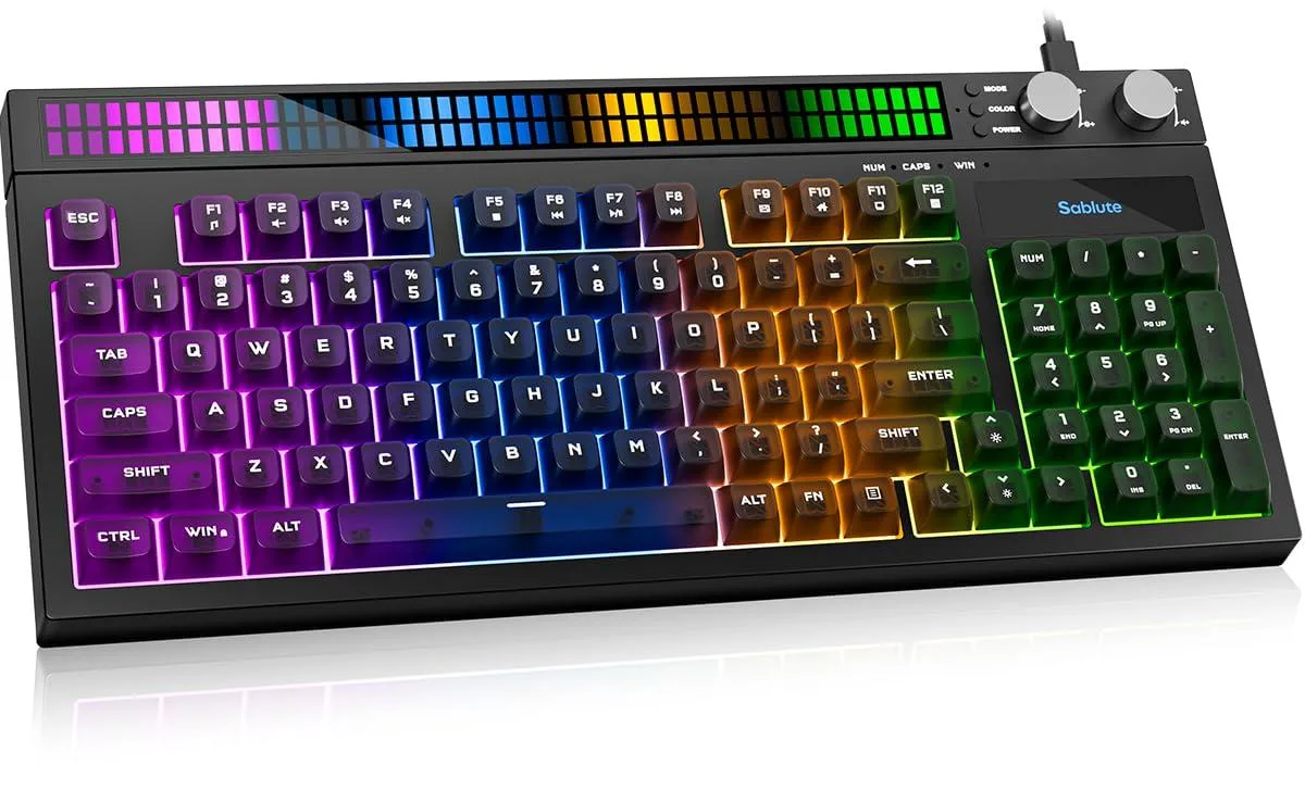 SABLUTE Quiet Wired Gaming Keyboard 94-Key Compact RGB Black — product photo