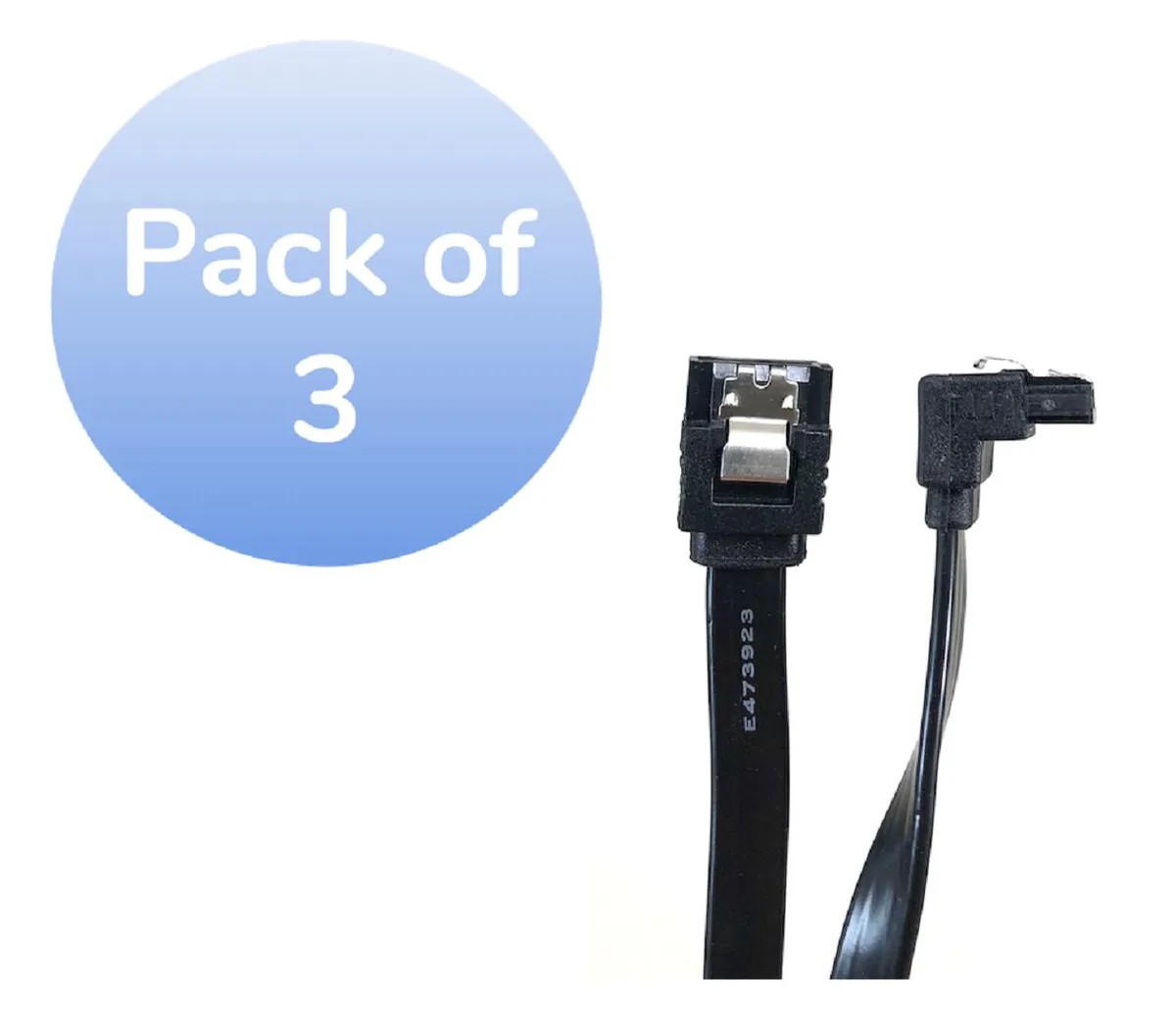 Micro Connectors Micro Connectors SATA cable 40 inches straight to right angle locking latch black 3 pack — product photo