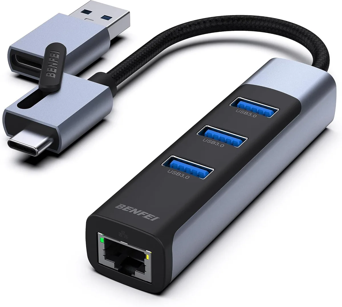 MCHOSE MCHOSE 4-in-1 USB-C/USB 3.0 to Ethernet Adapter with 3 USB 3.0 Ports — product photo