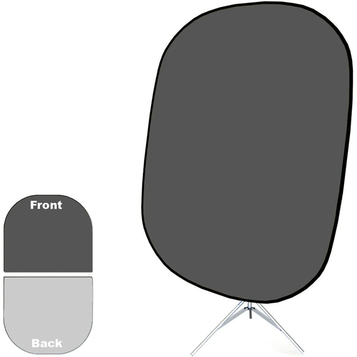 Collapsible reversible muslin background dark light gray with 8 foot aluminum stand and carrying case