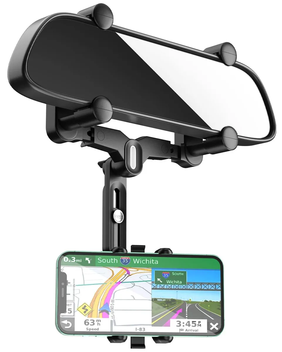  JOCOSA Rear View Mirror Phone Mount 4-Claw Black 4.0-7.1in — product photo