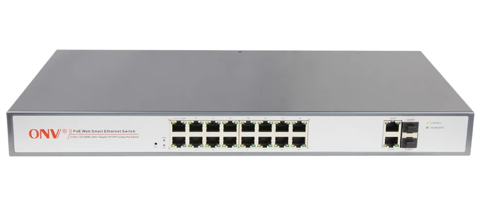 Optical Network Video Technologies Optical Network Video Technologies ONV-POE31016PFM 16 PoE + 2 Gigabit Combo network switch — product photo