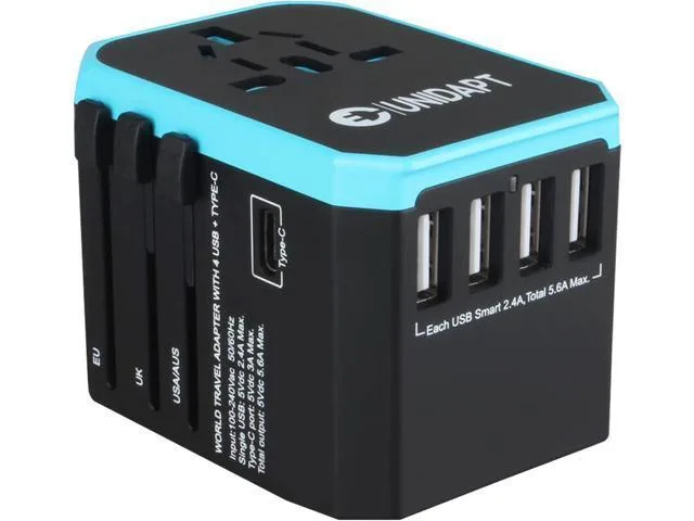 LORDWORLD LORDWORLD Universal Travel Adapter UA-101 Blue 5 USB Ports — product photo