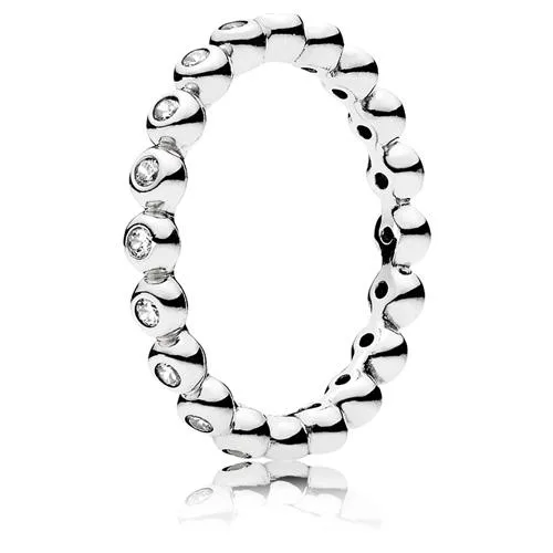 Pandora sterling silver eternity ring size 50 with bezel-set stones