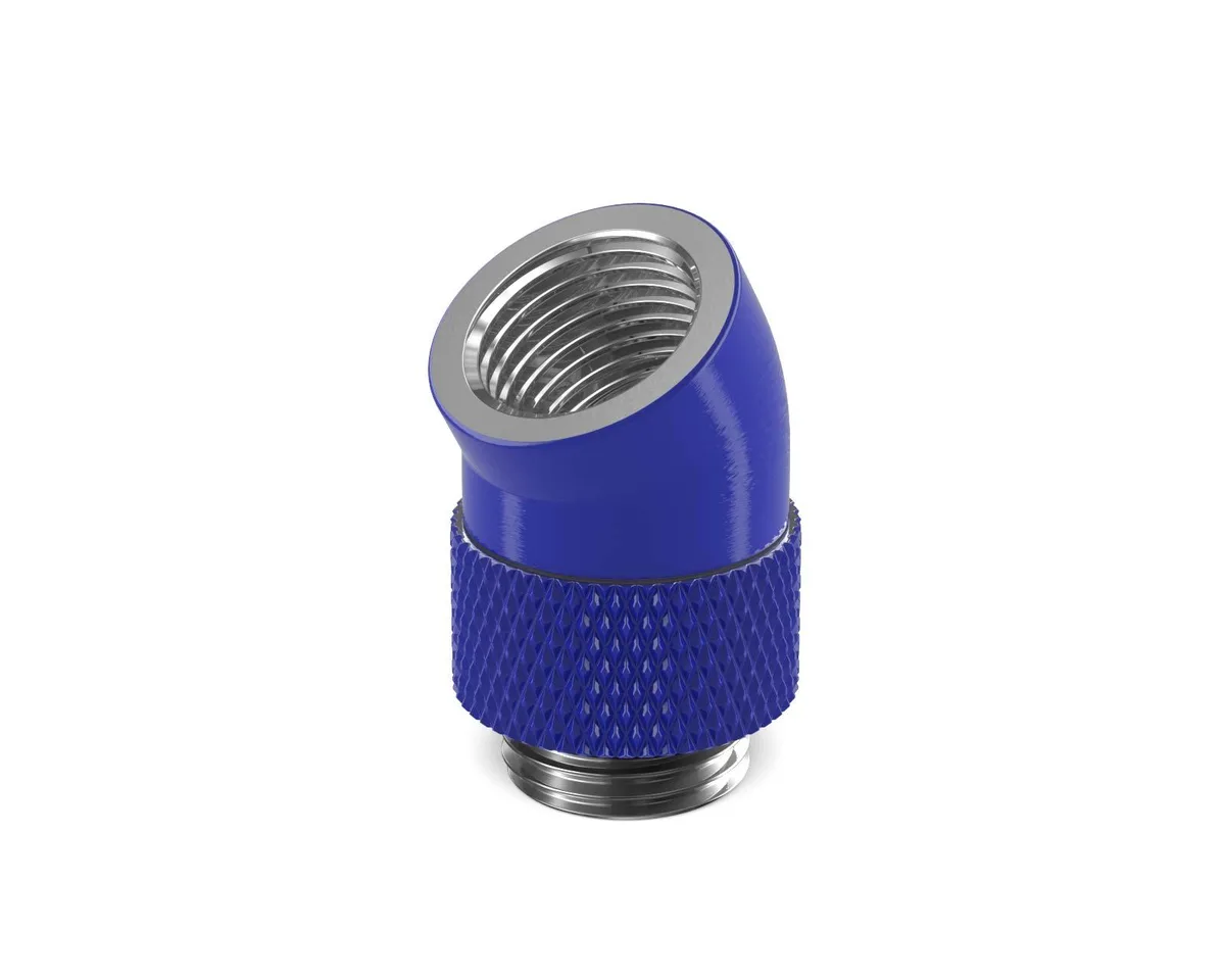 PrimoChill PrimoChill Male to Female G1/4 30 Degree Rotary Elbow Fitting True Blue diy cooling — product photo