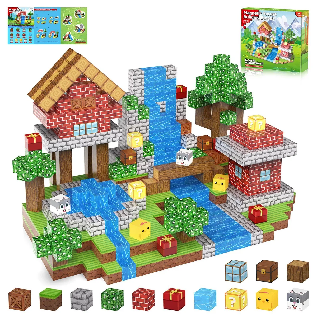 One hundred small magnetic plastic cubes in bright colours with a storage pouch