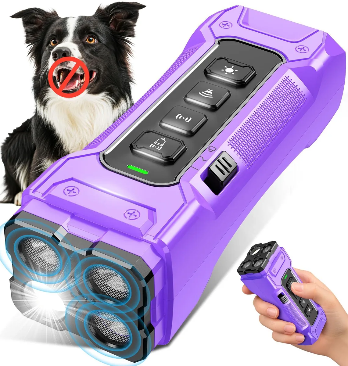 DNBeffulgent DNBeffulgent Ultrasonic Bark Control Device 50ft Range Purple training aid — product photo