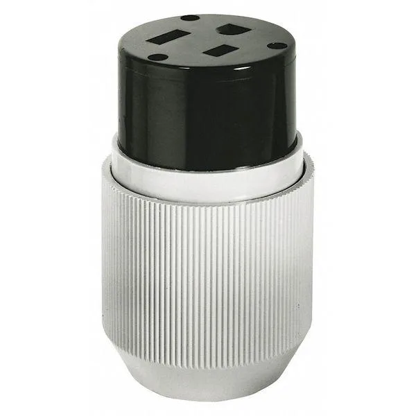 Black industrial straight-blade plug 9650 with gray accents, 50A 250V