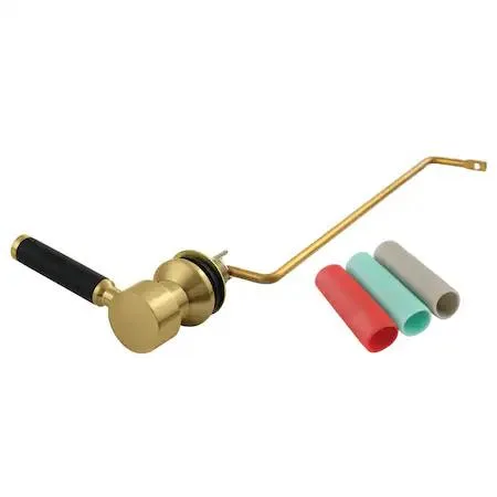 Brushed brass side-mount toilet tank lever with handle