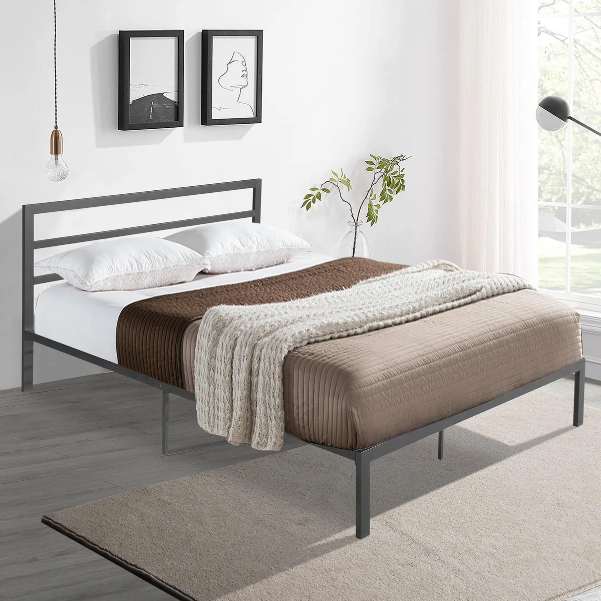 tuphen tuphen Queen Metal Bed Frame Charcoal Grey 10.83" 600 LBS — product photo